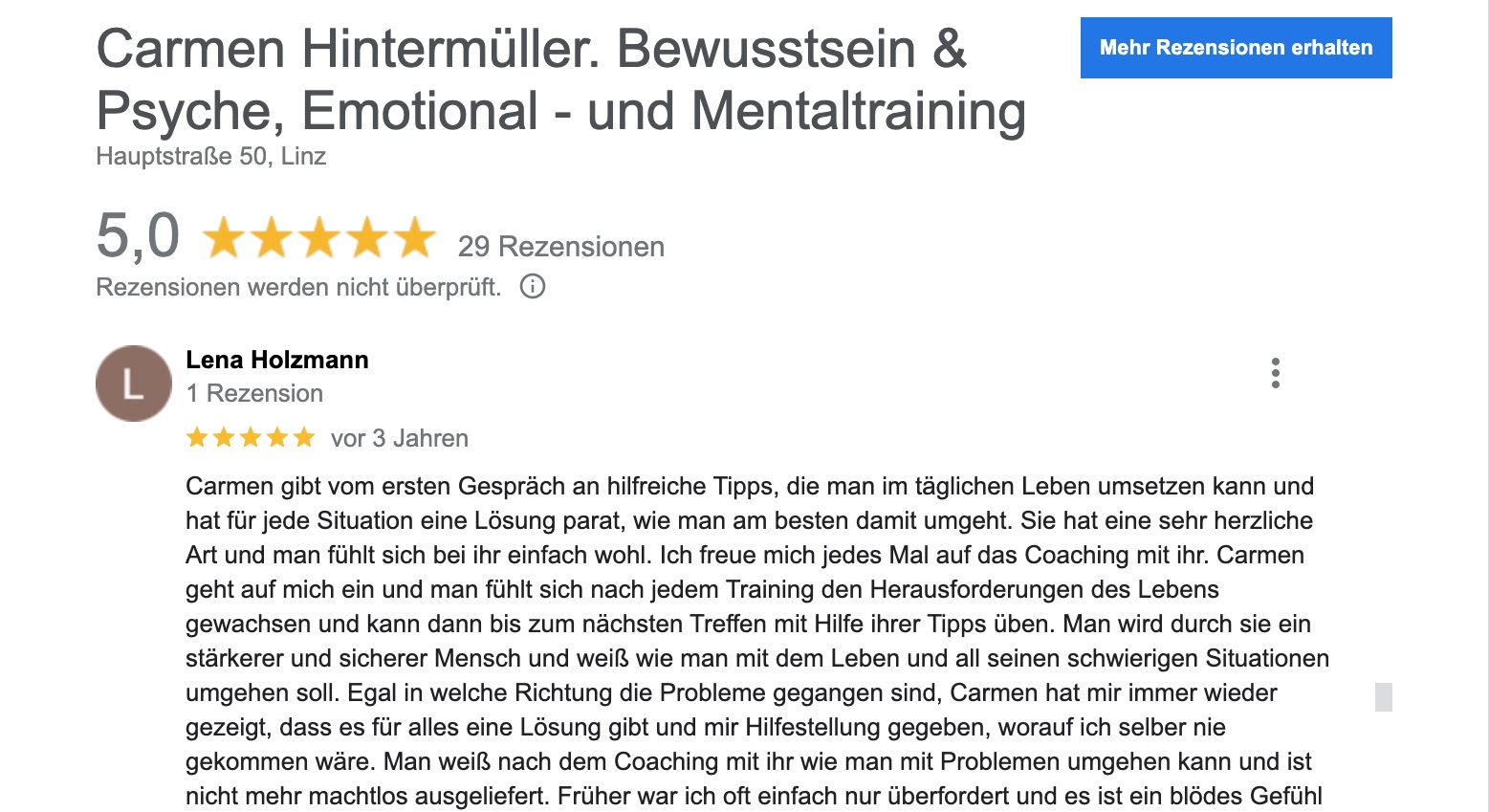 Feedback zum Selbstwert Coaching von Lena