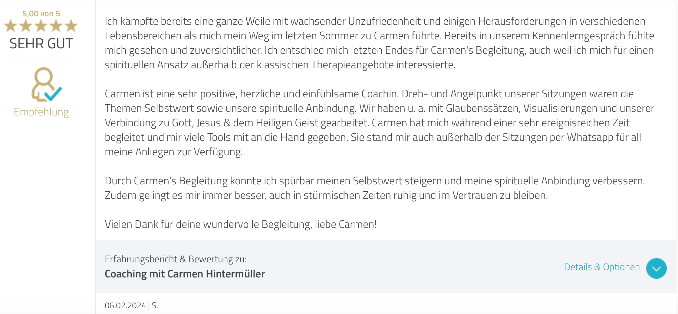 Feedback zum Selbstfindung Coaching