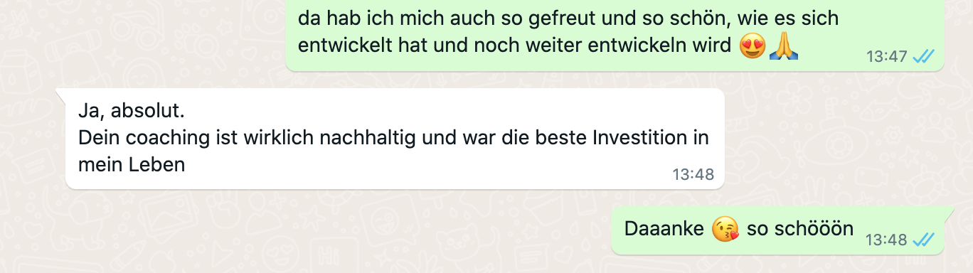 Selbstfindung Coaching Feedback auf Whatsapp
